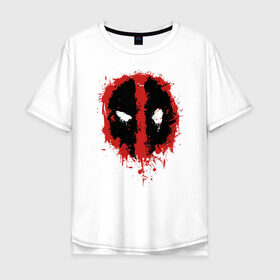Мужская футболка хлопок Oversize с принтом Deadpool logo в Курске, 100% хлопок | свободный крой, круглый ворот, “спинка” длиннее передней части | deadpool | logo | marvel | mutant | vdshardan | wade wilson | болтливый наемник | вэйд вилсон | дадпул | дедпул | дэдпул | дэтпул | комиксы | логотип | марвел | мутант | супергерой | уэйд уилсон
