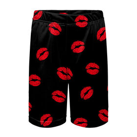 Детские спортивные шорты 3D с принтом Поцелуи в Курске,  100% полиэстер
 | пояс оформлен широкой мягкой резинкой, ткань тянется
 | 8 марта | kis | kiss | love | горячий парень | губы | жаркие поцелуи | красные губы | любовь | мачо | подарок парню | помада | поцелуи | поцелуй
