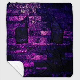 Плед с рукавами с принтом Purple-Wall в Курске, 100% полиэстер | Закругленные углы, все края обработаны. Ткань не мнется и не растягивается. Размер 170*145 | Тематика изображения на принте: abstraction | bricks | dark | pink | purple | ribbed | texture | tiles | wall | абстракция | кирпичи | плитка | ребристый | розовый | стена | текстура | темный | фиолетовый