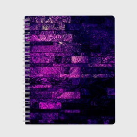 Тетрадь с принтом Purple-Wall в Курске, 100% бумага | 48 листов, плотность листов — 60 г/м2, плотность картонной обложки — 250 г/м2. Листы скреплены сбоку удобной пружинной спиралью. Уголки страниц и обложки скругленные. Цвет линий — светло-серый
 | abstraction | bricks | dark | pink | purple | ribbed | texture | tiles | wall | абстракция | кирпичи | плитка | ребристый | розовый | стена | текстура | темный | фиолетовый