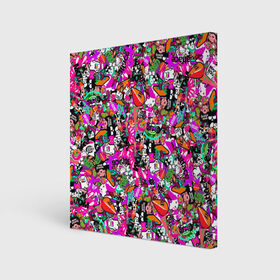 Холст квадратный с принтом $-tickers в Курске, 100% ПВХ |  | abstraction | background | colorful | jdm | sticker | stickers | style | texture | абстракция | наклейки | разноцветный | стикер | стиль | текстура | фон
