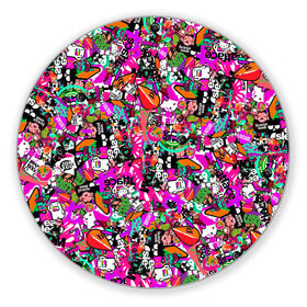 Коврик для мышки круглый с принтом $-tickers в Курске, резина и полиэстер | круглая форма, изображение наносится на всю лицевую часть | abstraction | background | colorful | jdm | sticker | stickers | style | texture | абстракция | наклейки | разноцветный | стикер | стиль | текстура | фон