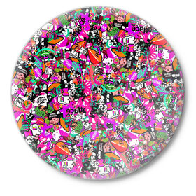Значок с принтом $-tickers в Курске,  металл | круглая форма, металлическая застежка в виде булавки | abstraction | background | colorful | jdm | sticker | stickers | style | texture | абстракция | наклейки | разноцветный | стикер | стиль | текстура | фон