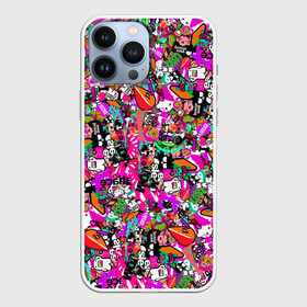 Чехол для iPhone 13 Pro Max с принтом tickers в Курске,  |  | abstraction | background | colorful | jdm | sticker | stickers | style | texture | абстракция | наклейки | разноцветный | стикер | стиль | текстура | фон