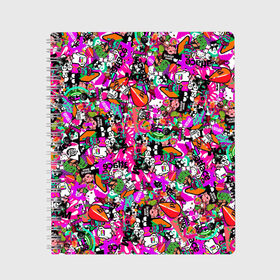 Тетрадь с принтом S-tickers в Курске, 100% бумага | 48 листов, плотность листов — 60 г/м2, плотность картонной обложки — 250 г/м2. Листы скреплены сбоку удобной пружинной спиралью. Уголки страниц и обложки скругленные. Цвет линий — светло-серый
 | abstraction | background | colorful | jdm | sticker | stickers | style | texture | абстракция | наклейки | разноцветный | стикер | стиль | текстура | фон