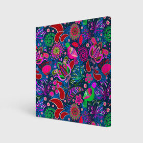 Холст квадратный с принтом Pre$t в Курске, 100% ПВХ |  | birds | branches | bright | colorful | flowers | folklore | leaves | motley | ornament | pattern | tangled | ветки | запутанный | листья | орнамент | пестрый | птицы | разноцветный | узор | фольклор | цветы | яркий