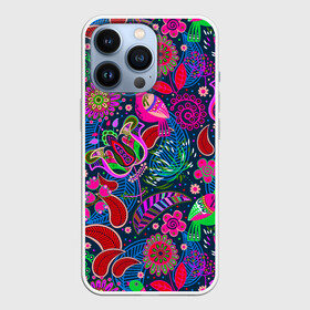 Чехол для iPhone 13 Pro с принтом Pret в Курске,  |  | birds | branches | bright | colorful | flowers | folklore | leaves | motley | ornament | pattern | tangled | ветки | запутанный | листья | орнамент | пестрый | птицы | разноцветный | узор | фольклор | цветы | яркий