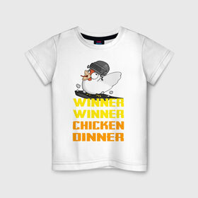 Детская футболка хлопок с принтом PUBG Winner Chicken Dinner в Курске, 100% хлопок | круглый вырез горловины, полуприлегающий силуэт, длина до линии бедер | pubg | winner chicken dinner | пубг