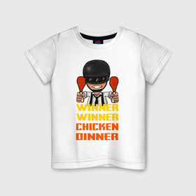 Детская футболка хлопок с принтом PUBG Winner Chicken Dinner в Курске, 100% хлопок | круглый вырез горловины, полуприлегающий силуэт, длина до линии бедер | Тематика изображения на принте: 