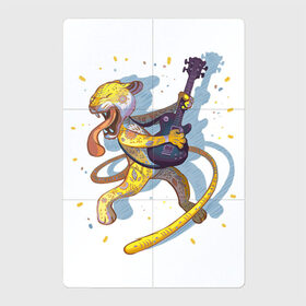 Магнитный плакат 2Х3 с принтом Рок-звезда в Курске, Полимерный материал с магнитным слоем | 6 деталей размером 9*9 см | арт | гитара | звезда | конфетти | леопард | песня | рисунок | рок | рок звезда | электро гитара