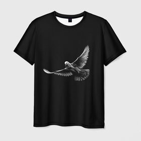 Мужская футболка 3D с принтом Голубь в Курске, 100% полиэфир | прямой крой, круглый вырез горловины, длина до линии бедер | голуби | голубь | голубь мира | животные | птицы