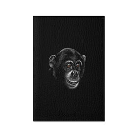Обложка для паспорта матовая кожа с принтом Обезьяна в Курске, натуральная матовая кожа | размер 19,3 х 13,7 см; прозрачные пластиковые крепления | животные | обезьяна | обезьяны | приматы | шимпанзе