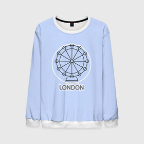 Мужской свитшот 3D с принтом Лондон London Eye в Курске, 100% полиэстер с мягким внутренним слоем | круглый вырез горловины, мягкая резинка на манжетах и поясе, свободная посадка по фигуре | blue circle | england | english | europe | eye | gb | icon | london | travel | uk | vacation | англия | аттракцион | великобритания | европа | иконка | колесо обозрения | лондон | лондонский глаз | надпись | отпуск | поездка | путешествие |