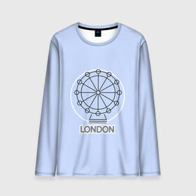 Мужской лонгслив 3D с принтом Лондон London Eye в Курске, 100% полиэстер | длинные рукава, круглый вырез горловины, полуприлегающий силуэт | blue circle | england | english | europe | eye | gb | icon | london | travel | uk | vacation | англия | аттракцион | великобритания | европа | иконка | колесо обозрения | лондон | лондонский глаз | надпись | отпуск | поездка | путешествие |