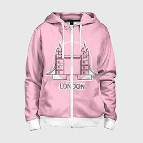 Детская толстовка 3D на молнии с принтом Лондон London Tower bridge в Курске, 100% полиэстер |  манжеты и пояс оформлены широкой мягкой резинкой, двухслойный капюшон со шнурком для регулировки, спереди карманы и застежка-молния
 | bridge | england | english | gb | london | tower | uk | английский | англия | башни | великобритания | закат | иконка | лайнарт | лондон | мост | надпись | розовый круг | слово | тауэрский | юк