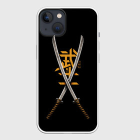 Чехол для iPhone 13 с принтом 2 Katanas в Курске,  |  | art | chinese character | katanas | swords | арт | катаны | китайский иероглиф | мечи