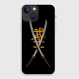 Чехол для iPhone 13 mini с принтом 2 Katanas в Курске,  |  | art | chinese character | katanas | swords | арт | катаны | китайский иероглиф | мечи