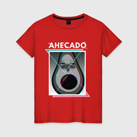 Женская футболка хлопок с принтом АХЕКАДО 3 в Курске, 100% хлопок | прямой крой, круглый вырез горловины, длина до линии бедер, слегка спущенное плечо | 
