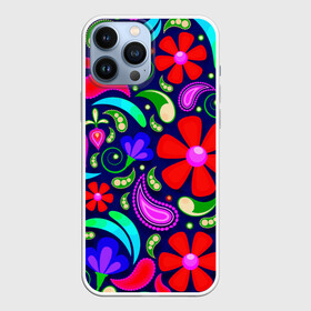 Чехол для iPhone 13 Pro Max с принтом Flower в Курске,  |  | Тематика изображения на принте: abstraction | art | colorful | flowers | forms | leaves | ornament | pattern | plants | texture | абстракция | арт | листья | орнамент | разноцветный | растения | текстура | узор | формы | цветы