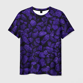 Мужская футболка 3D с принтом Purple-$tone$ в Курске, 100% полиэфир | прямой крой, круглый вырез горловины, длина до линии бедер | abstraction | forms | gravel | pebbles | purple | stones | texture | абстракция | галька | гравий | камни | текстура | фиолетовый | формы