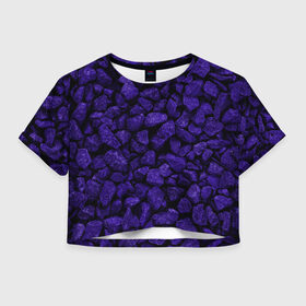 Женская футболка Crop-top 3D с принтом Purple-$tone$ в Курске, 100% полиэстер | круглая горловина, длина футболки до линии талии, рукава с отворотами | abstraction | forms | gravel | pebbles | purple | stones | texture | абстракция | галька | гравий | камни | текстура | фиолетовый | формы