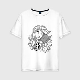 Женская футболка хлопок Oversize с принтом Водолей в Курске, 100% хлопок | свободный крой, круглый ворот, спущенный рукав, длина до линии бедер
 | 