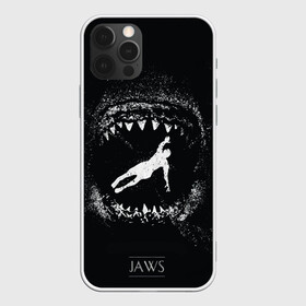 Чехол для iPhone 12 Pro с принтом Челюсти JAWS в Курске, силикон | область печати: задняя сторона чехла, без боковых панелей | 2020 | shark | sharks | акула | акулы | зубы | клыки | мегаладон | меголадон | пиранья | про | фильм | фильм про акул | фильм челюсти | хеллоуин | хэллоуин | челюсти