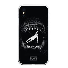 Чехол для iPhone XS Max матовый с принтом Челюсти JAWS в Курске, Силикон | Область печати: задняя сторона чехла, без боковых панелей | Тематика изображения на принте: 2020 | shark | sharks | акула | акулы | зубы | клыки | мегаладон | меголадон | пиранья | про | фильм | фильм про акул | фильм челюсти | хеллоуин | хэллоуин | челюсти