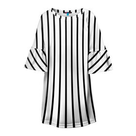 Детское платье 3D с принтом Чёрные и белые полосы в Курске, 100% полиэстер | прямой силуэт, чуть расширенный к низу. Круглая горловина, на рукавах — воланы | белая полоса | полоски | тонкие полоски | тонкие полосы | узор полоски | чёрная полоса | чёрно белые полосы