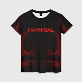 Женская футболка 3D с принтом Hannibal в Курске, 100% полиэфир ( синтетическое хлопкоподобное полотно) | прямой крой, круглый вырез горловины, длина до линии бедер | hannibal | ганибал | ганнибал | лектер | лектор | мадс миккельсен | сериал | сериалы | хью дэнси