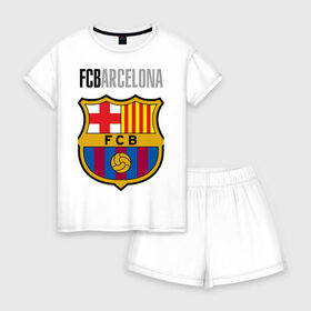 Женская пижама с шортиками хлопок с принтом Barcelona FC в Курске, 100% хлопок | футболка прямого кроя, шорты свободные с широкой мягкой резинкой | barca | barcelona | club | fc | leo messi | soccer | spanish | барса | барселона | испанский | клуб | лео месси | фк | футбол | футбольный