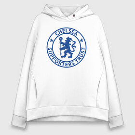 Женское худи Oversize хлопок с принтом Chelsea FC в Курске, френч-терри — 70% хлопок, 30% полиэстер. Мягкий теплый начес внутри —100% хлопок | боковые карманы, эластичные манжеты и нижняя кромка, капюшон на магнитной кнопке | blue | chelsea | club | english | fc | football | london | retirees | soccer | английский | клуб | лондон | пенсионеры | синие | фк | футбол | футбольный | челси