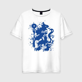 Женская футболка хлопок Oversize с принтом Chelsea FC в Курске, 100% хлопок | свободный крой, круглый ворот, спущенный рукав, длина до линии бедер
 | blue | chelsea | club | english | fc | football | london | retirees | soccer | английский | клуб | лондон | пенсионеры | синие | фк | футбол | футбольный | челси