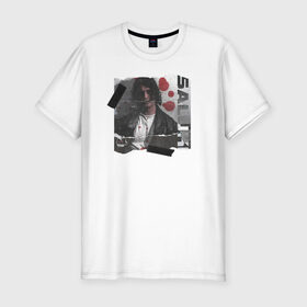 Мужская футболка хлопок Slim с принтом SALUKI в Курске, 92% хлопок, 8% лайкра | приталенный силуэт, круглый вырез ворота, длина до линии бедра, короткий рукав | rap | saluki | saluki rap | рэп | рэпер | салюки