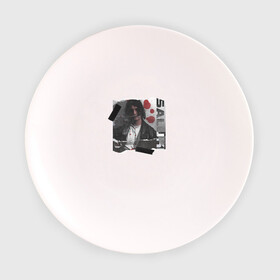 Тарелка с принтом SALUKI в Курске, фарфор | диаметр - 210 мм
диаметр для нанесения принта - 120 мм | Тематика изображения на принте: rap | saluki | saluki rap | рэп | рэпер | салюки
