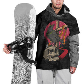 Накидка на куртку 3D с принтом Ворона и череп в Курске, 100% полиэстер |  | blood | diablo | haloween | horror | дьявол | зомби | кости | кровь | мозги | мясо | страшилка | ужасы | хеллоуин | хелоуин