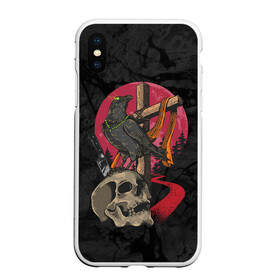 Чехол для iPhone XS Max матовый с принтом Ворона и череп в Курске, Силикон | Область печати: задняя сторона чехла, без боковых панелей | blood | diablo | haloween | horror | дьявол | зомби | кости | кровь | мозги | мясо | страшилка | ужасы | хеллоуин | хелоуин