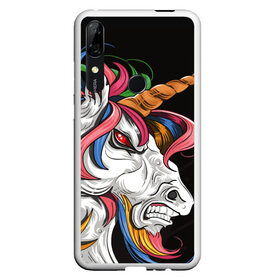 Чехол для Honor P Smart Z с принтом Evil unicorn в Курске, Силикон | Область печати: задняя сторона чехла, без боковых панелей | Тематика изображения на принте: black | blue | evil | evil unicorn | green yellow | horn | horse | multicolored | pink | red | white | белый | зеленый желтый | зло | злой единорог | конь | красный | лошадь | разноцветный | рог | розовый | синий | черный