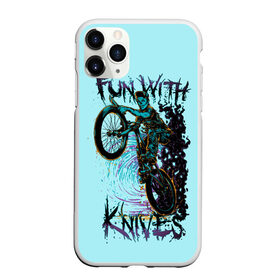 Чехол для iPhone 11 Pro матовый с принтом Забава с ножами в Курске, Силикон |  | велосипеды | велоспорт | забавы с ножами | кислота. | ножи | экстремальный спорт | экстрим