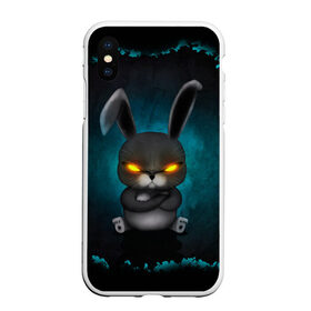 Чехол для iPhone XS Max матовый с принтом NEON HARE в Курске, Силикон | Область печати: задняя сторона чехла, без боковых панелей | Тематика изображения на принте: животное | заяц | злое | злые глаза | кролик | неон | плюшевое