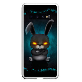 Чехол для Samsung Galaxy S10 с принтом NEON HARE в Курске, Силикон | Область печати: задняя сторона чехла, без боковых панелей | животное | заяц | злое | злые глаза | кролик | неон | плюшевое