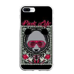 Чехол для iPhone 7Plus/8 Plus матовый с принтом Розовая жизнь в Курске, Силикон | Область печати: задняя сторона чехла, без боковых панелей | голова медведя. | голова панды | медведи | орнамент | панда | панда в розовых очках | розовая жизнь | розовый стиль | розы