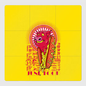 Магнитный плакат 3Х3 с принтом Свиной фаст фуд в Курске, Полимерный материал с магнитным слоем | 9 деталей размером 9*9 см | бутерброд | гамбургеры | голова свиньи. | еда | свинина | свинья | фаст фуд