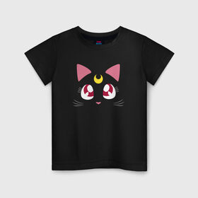 Детская футболка хлопок с принтом Luna Cat. Sailor Moon в Курске, 100% хлопок | круглый вырез горловины, полуприлегающий силуэт, длина до линии бедер | anime | cute | аниме | взгляд | волшебство | глаза | киса | киска | кот | котенок | котэ | котя | кошка | лапочка | луна | магия | месяц | милый | мимими | мордочка | сейлор мун | хороший | япония