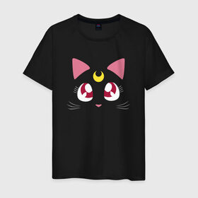 Мужская футболка хлопок с принтом Luna Cat. Sailor Moon в Курске, 100% хлопок | прямой крой, круглый вырез горловины, длина до линии бедер, слегка спущенное плечо. | Тематика изображения на принте: anime | cute | аниме | взгляд | волшебство | глаза | киса | киска | кот | котенок | котэ | котя | кошка | лапочка | луна | магия | месяц | милый | мимими | мордочка | сейлор мун | хороший | япония