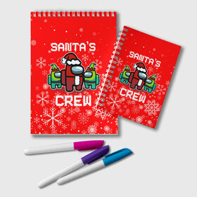 Блокнот с принтом SANTAS CREW. в Курске, 100% бумага | 48 листов, плотность листов — 60 г/м2, плотность картонной обложки — 250 г/м2. Листы скреплены удобной пружинной спиралью. Цвет линий — светло-серый
 | 