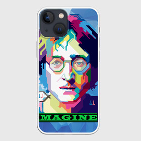 Чехол для iPhone 13 mini с принтом Джон Леннон Imagine в Курске,  |  | Тематика изображения на принте: beatles | imagine | john | lennon | the beatles | битлз | битлы | группа | джон | купить | леннон | леннона | очки | рок н ролл | с группы | хиппи