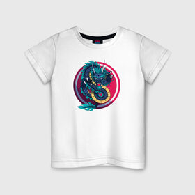 Детская футболка хлопок с принтом Дракон в Курске, 100% хлопок | круглый вырез горловины, полуприлегающий силуэт, длина до линии бедер | дракон | круг | существо | татуировка