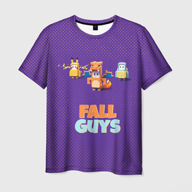 Мужская футболка 3D с принтом Fall Guys в Курске, 100% полиэфир | прямой крой, круглый вырез горловины, длина до линии бедер | battle royale | fall | fall guys | game | games | guys | winner | батл роял | игра | игры | победитель | фалл гайс
