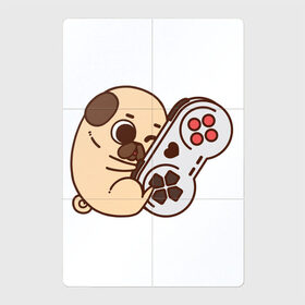 Магнитный плакат 2Х3 с принтом Мопс-игрун в Курске, Полимерный материал с магнитным слоем | 6 деталей размером 9*9 см | арт | джойстик | игра | милая собака | мило | милый мопс | мопс | рисунок | собака